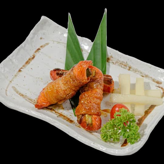 Ba Rọi Cuộn Cá Hồi Sốt Teriyaki